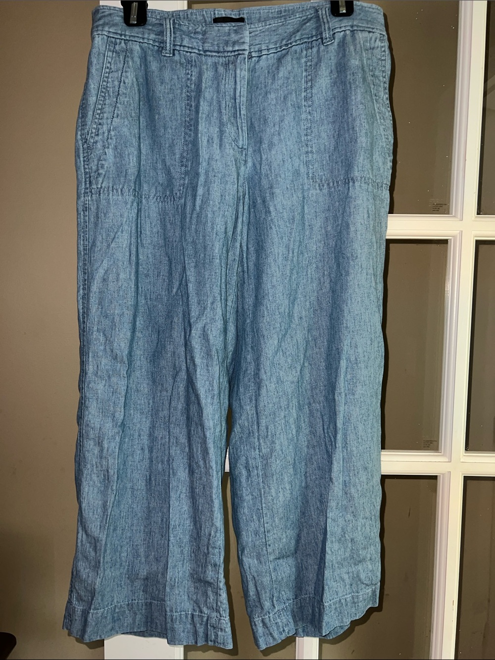 Talbots Light Wash Chambray Wide Leg Cropped Pants